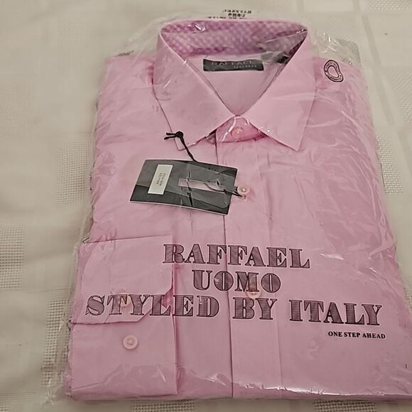 Raffael Uomo Men's Button-Down Long Sleeves Shirt Medium Pink - Picture 14 of 16